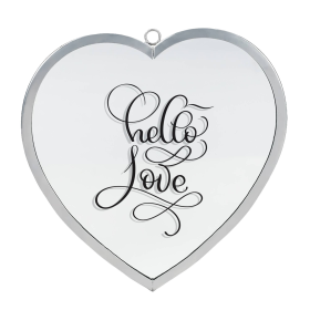 Heart Mirror Hello Love Med Silver