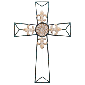 Fleur De Lis Metal Wall Cross