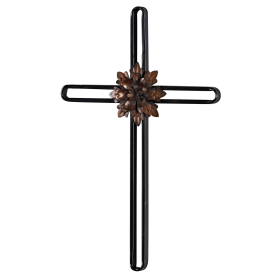Wall Cross With Flower Metal 17h