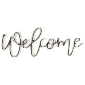 Welcome Wood Metal Wall Plaque 22"