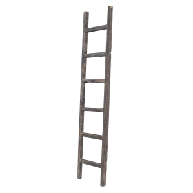 6 Step Rustic Smoky Black Wood Ladder Shelf