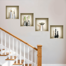 Set of Four Ari Faux Niche 3D Peel and Stick Wall Decals
