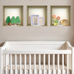 Set of Three Ash Faux Niche 3D Peel and Stick Wall Decals