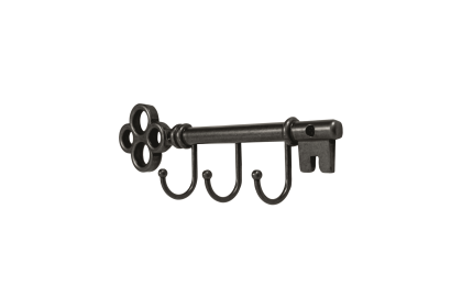 FantasHome Classic Key Design Wall Mounted Hook Rack with 3 Hooks - Black