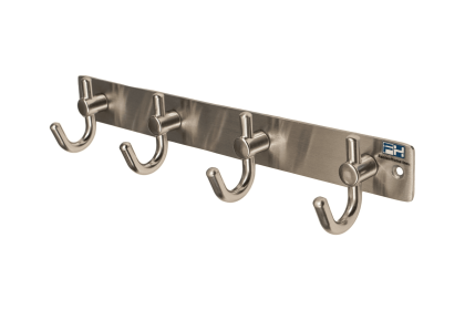FantasHome 12" Stainless Metal Wall Mounted Hook Rack with 4 Hooks - Silver