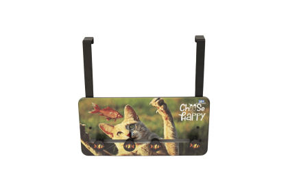 FantasHome Over The Door Rack with 4 Adjustable Fish Design Hooks - Cat Pattern