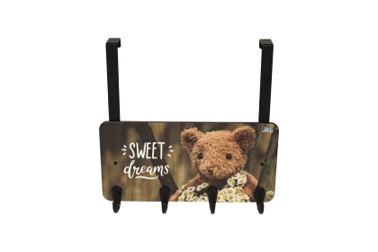 FantasHome Over The Door Hook Rack with 4 Hooks - Loverly Bear