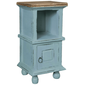 Sunset Trading Cottage Side End Table | Two Tone Beach Blue/Savage Brown Solid Wood | Fully Assembled