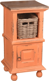 Sunset Trading Cottage End Table with Basket | Coral/Raftwood Brown Solid Wood | Fully Assembled
