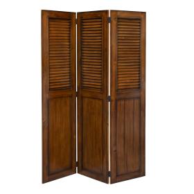 Sunset Trading Bahama Shutter Wood Room Divider | Fully Assembled | Tropical Walnut Brown