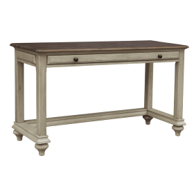 Sunset Trading Shades of Sand Computer Desk | Vanity Table | Drawer | Fully Assembled | Cream/Walnut Brown Solid Wood