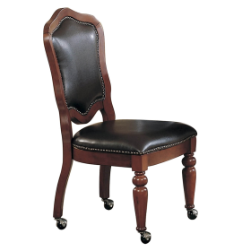 Sunset Trading Bellagio Game Room and Dining Chair | Distressed Brown Cherry Wood | Nailheads | Casters |Set of 2