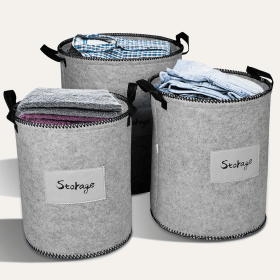 Felt Gray Laundry Hamper and Storage Bin