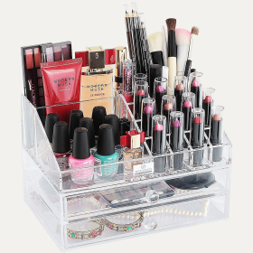 Clear Makeup Organizers - 19 Slots and 2 Drawers