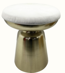 Art Deco Accent Stool with Velvet Cushion Top