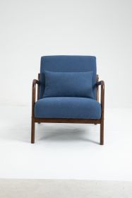 Mid Century Modern Accent Chair with Wood Frame, Upholstered Living Room Chairs with Waist Cushion, Reading Armchair for Bedroom Sunroom