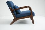 Mid Century Modern Accent Chair with Wood Frame, Upholstered Living Room Chairs with Waist Cushion, Reading Armchair for Bedroom Sunroom