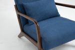 Mid Century Modern Accent Chair with Wood Frame, Upholstered Living Room Chairs with Waist Cushion, Reading Armchair for Bedroom Sunroom