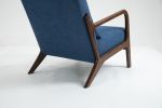 Mid Century Modern Accent Chair with Wood Frame, Upholstered Living Room Chairs with Waist Cushion, Reading Armchair for Bedroom Sunroom