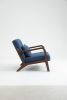 Mid Century Modern Accent Chair with Wood Frame, Upholstered Living Room Chairs with Waist Cushion, Reading Armchair for Bedroom Sunroom