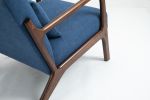 Mid Century Modern Accent Chair with Wood Frame, Upholstered Living Room Chairs with Waist Cushion, Reading Armchair for Bedroom Sunroom