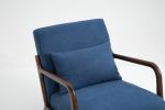 Mid Century Modern Accent Chair with Wood Frame, Upholstered Living Room Chairs with Waist Cushion, Reading Armchair for Bedroom Sunroom