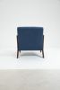 Mid Century Modern Accent Chair with Wood Frame, Upholstered Living Room Chairs with Waist Cushion, Reading Armchair for Bedroom Sunroom