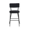 Set of 2 modern teddy fabric upholstered bar stools - Metal base high stool - Suitable for kitchen