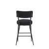 Set of 2 modern teddy fabric upholstered bar stools - Metal base high stool - Suitable for kitchen