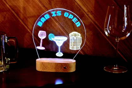 Bar Is Open (Base Size: 13" Strip Base for 12" x 12" Acrylic Insert)