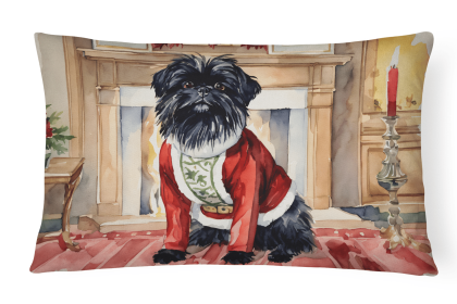 Waiting on Christmas Throw Pillow (Dog Breed: Affenpinscher 1209)