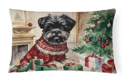 Waiting on Christmas Throw Pillow (Dog Breed: Affenpinscher 1211)