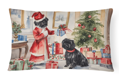 Waiting on Christmas Throw Pillow (Dog Breed: Affenpinscher 1212)