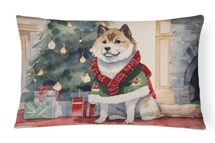 Waiting on Christmas Throw Pillow (Dog Breed: Akita 1217)