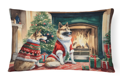 Waiting on Christmas Throw Pillow (Dog Breed: Akita 1218)