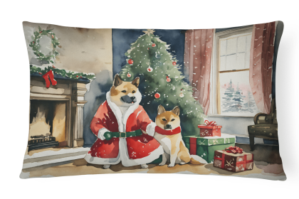 Waiting on Christmas Throw Pillow (Dog Breed: Akita 1219)