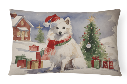 Waiting on Christmas Throw Pillow (Dog Breed: American Eskimo 1221)