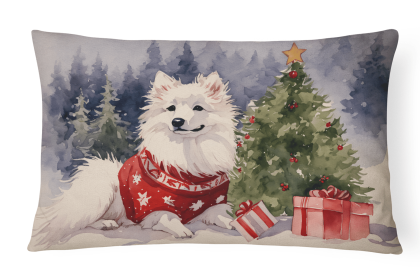 Waiting on Christmas Throw Pillow (Dog Breed: American Eskimo 1222)