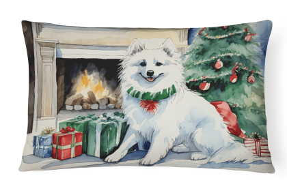 Waiting on Christmas Throw Pillow (Dog Breed: American Eskimo 1223)