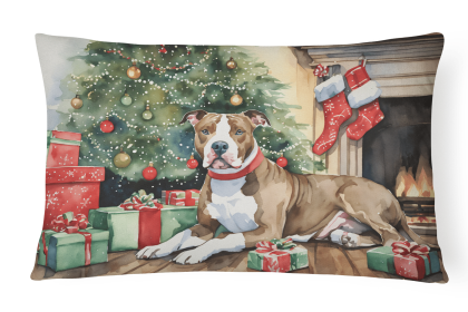 Waiting on Christmas Throw Pillow (Dog Breed: Pit Bull Terrier 1228)