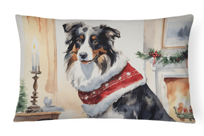 Waiting on Christmas Throw Pillow (Dog Breed: Australian Shepherd 1229)