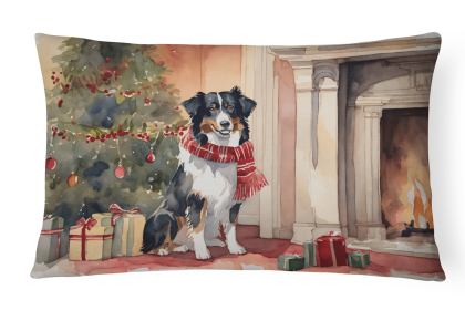Waiting on Christmas Throw Pillow (Dog Breed: Australian Shepherd 1230)