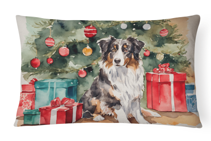 Waiting on Christmas Throw Pillow (Dog Breed: Australian Shepherd 1231)