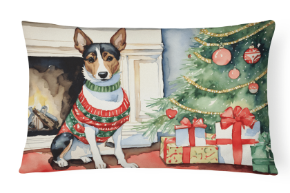 Waiting on Christmas Throw Pillow (Dog Breed: Basenji 1234)