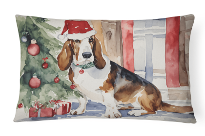 Waiting on Christmas Throw Pillow (Dog Breed: Basset Hound 1237)