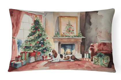 Waiting on Christmas Throw Pillow (Dog Breed: Basset Hound 1242)