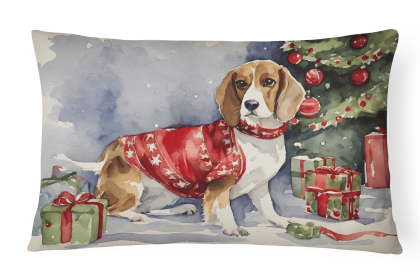 Waiting on Christmas Throw Pillow (Dog Breed: Beagle 1244)