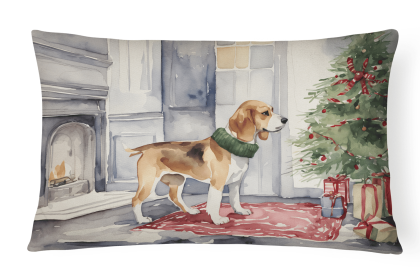 Waiting on Christmas Throw Pillow (Dog Breed: Beagle 1246)