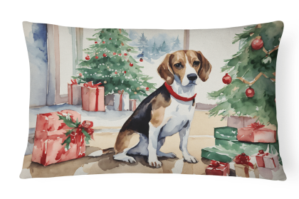 Waiting on Christmas Throw Pillow (Dog Breed: Beagle 1248)