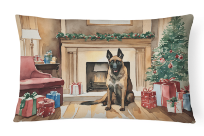 Waiting on Christmas Throw Pillow (Dog Breed: Belgian Malinois 1253)